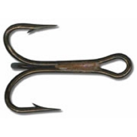 Mustad Kingfish Treble Hook, Size 2, 4X Strong Ringed Eye, Bronze, 225PK 3599C-BR-2-25